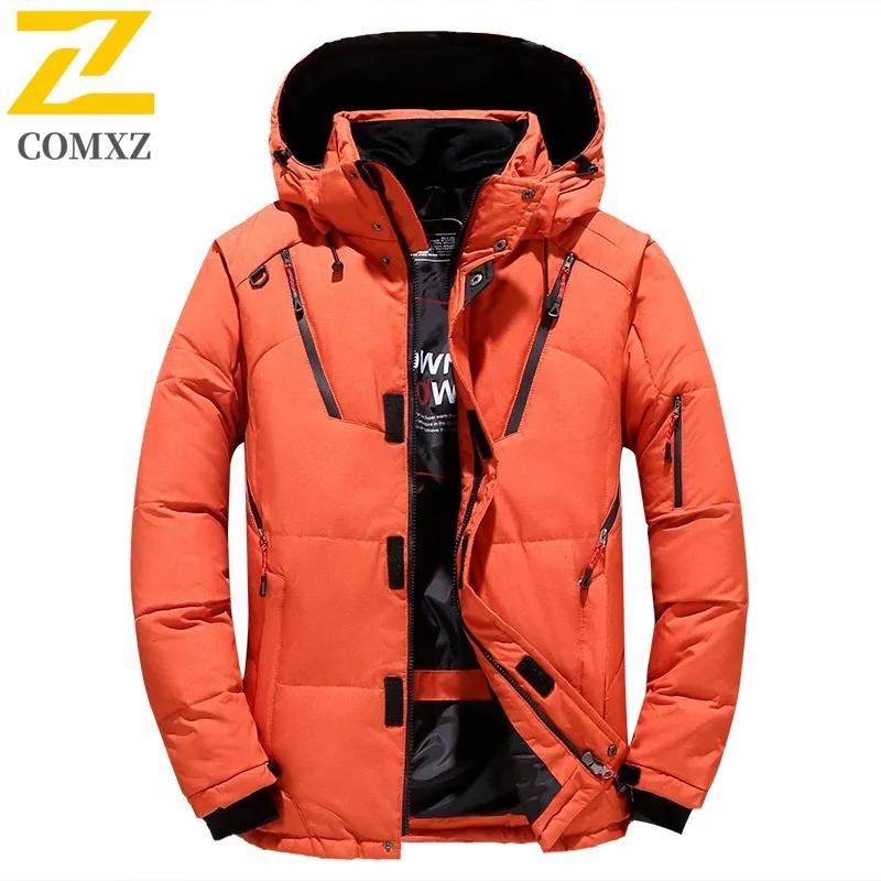 

Men Down Jacket Winter Korean Style Thickened Workwear Puffer Coat Warm Hooded Lightweight Urban Outdoor Street Casual Coat
