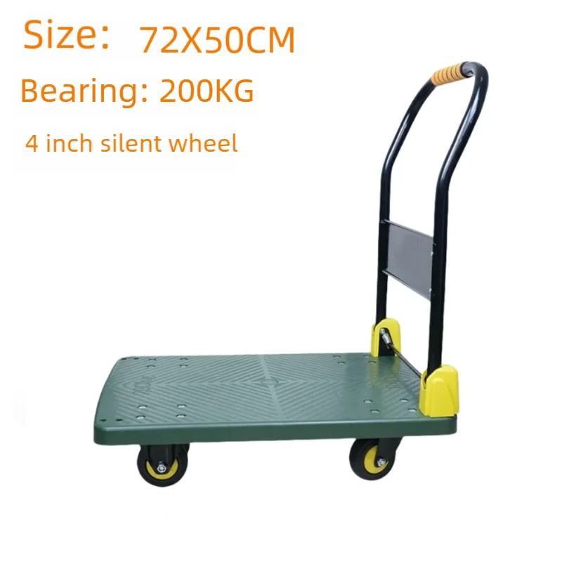 Hand Carts Trolleys Folding Silent Handcart Flatbed, Household Small Cart, Plastic Flatbed, Trailer, Transport, Stall Truck