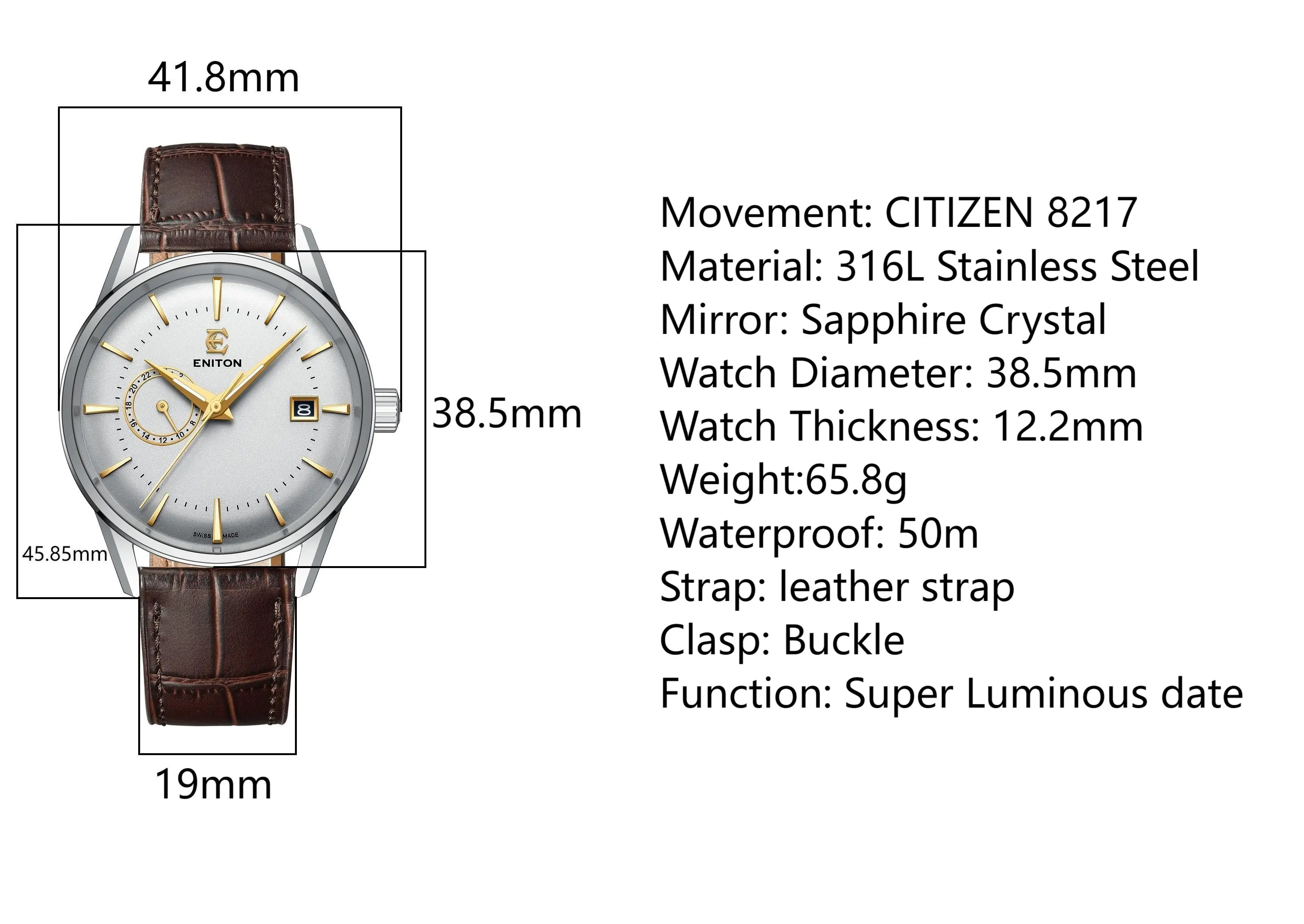 8217 Men\'s Luxury Automatic Mechanical Watch with Japanese Movement High Quality Luminous Steel Case Dial 32mm Unisex Business