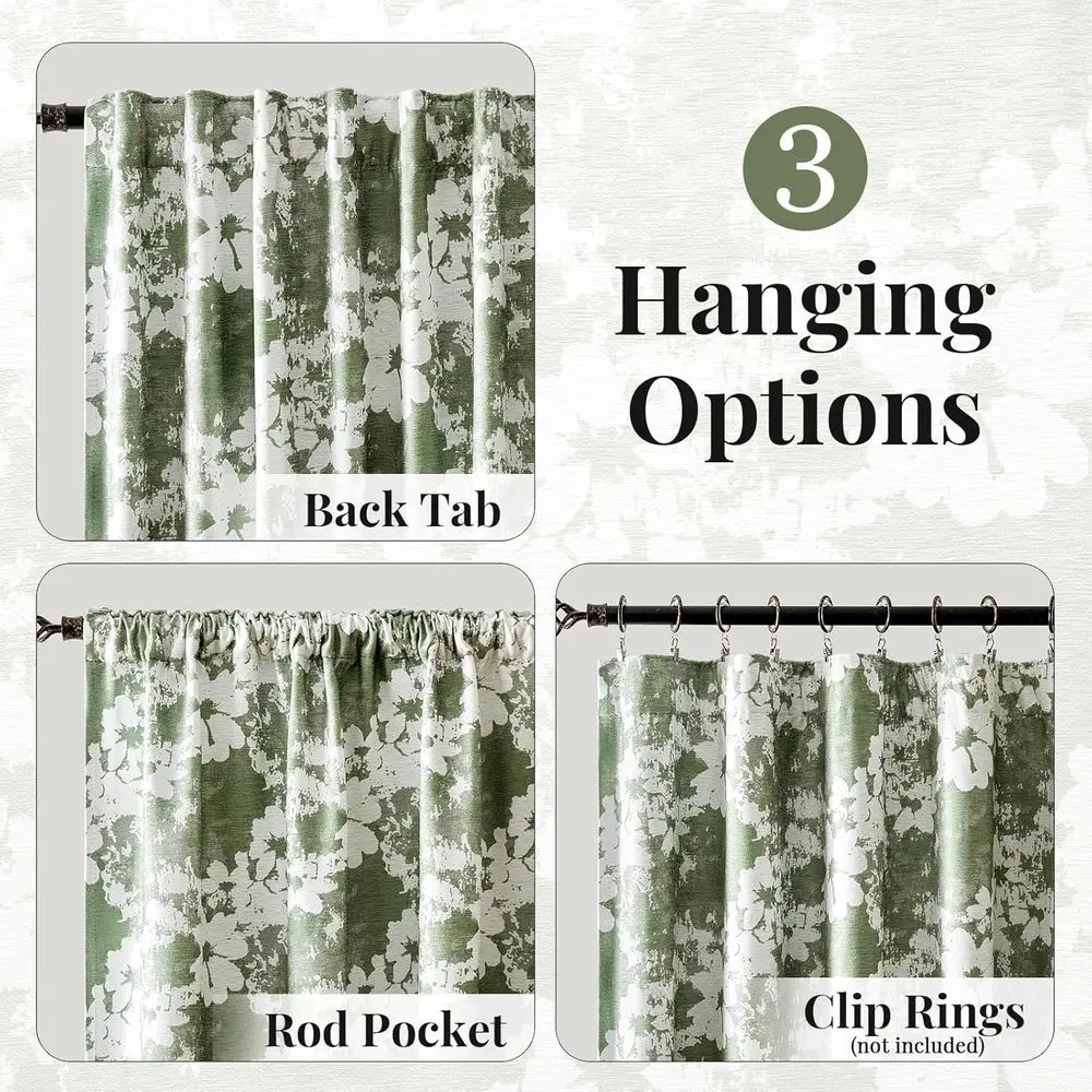 Verdunkelungsvorhänge mit Vintage-Blumenmuster, 100 % Blockout, 2 Paneele, 84 dicke Chenille, wärmeisoliert, für Wohnzimmer und Schlafzimmer