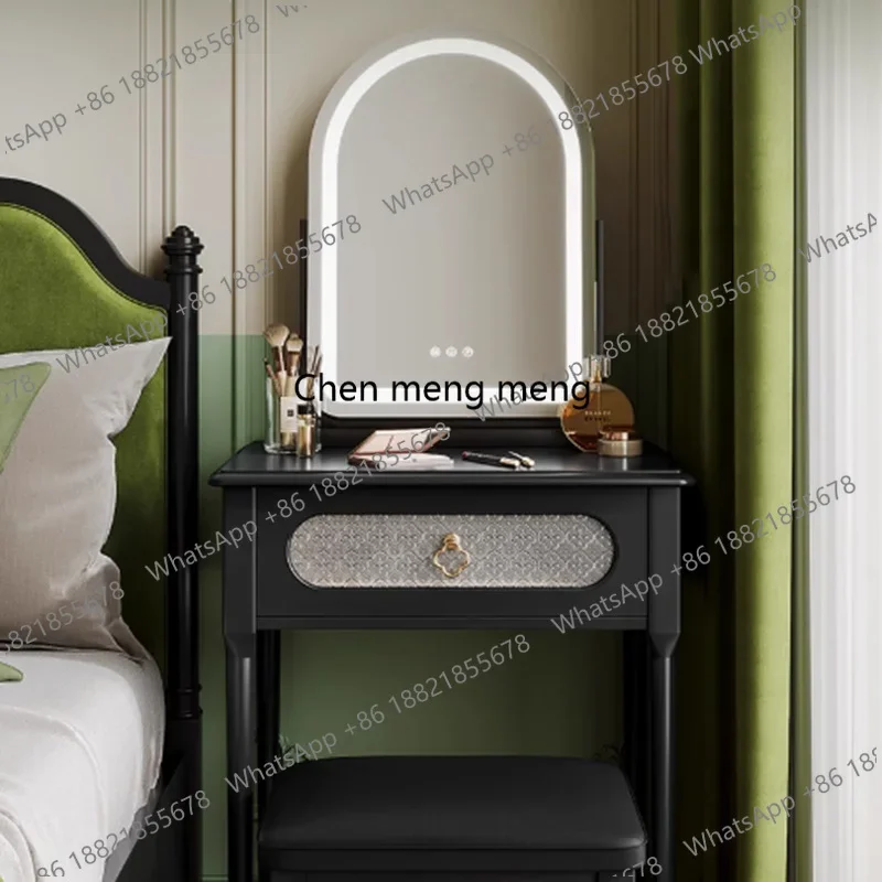 

z0189Black Vintage Vanity Table Bedroom Small Drawers Makeup Dressing Table Wood Garden European Mesa De Maquillaje Trendy Furni