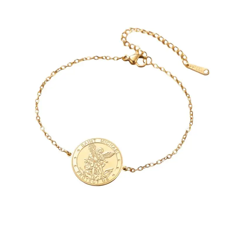 1 Stück Medaillon-Armband mit Erzengel Michael für Damen und Herren, Talisman, Vintage-Schmuck, Geschenk – Detail 7