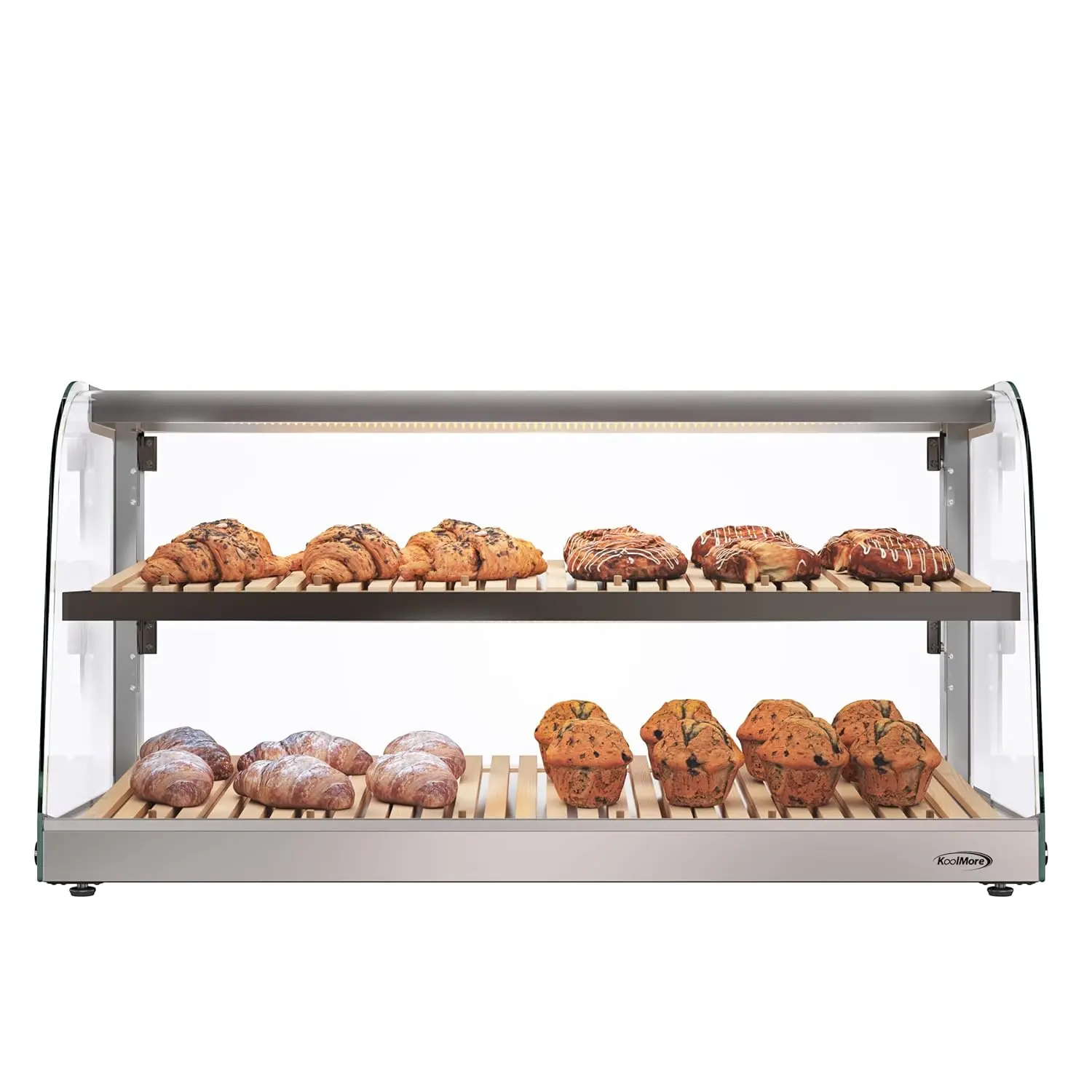 

40 in. Glass Countertop Dry Bakery Display Case with Two Shelves and Bamboo Trays (DC-53C-B)