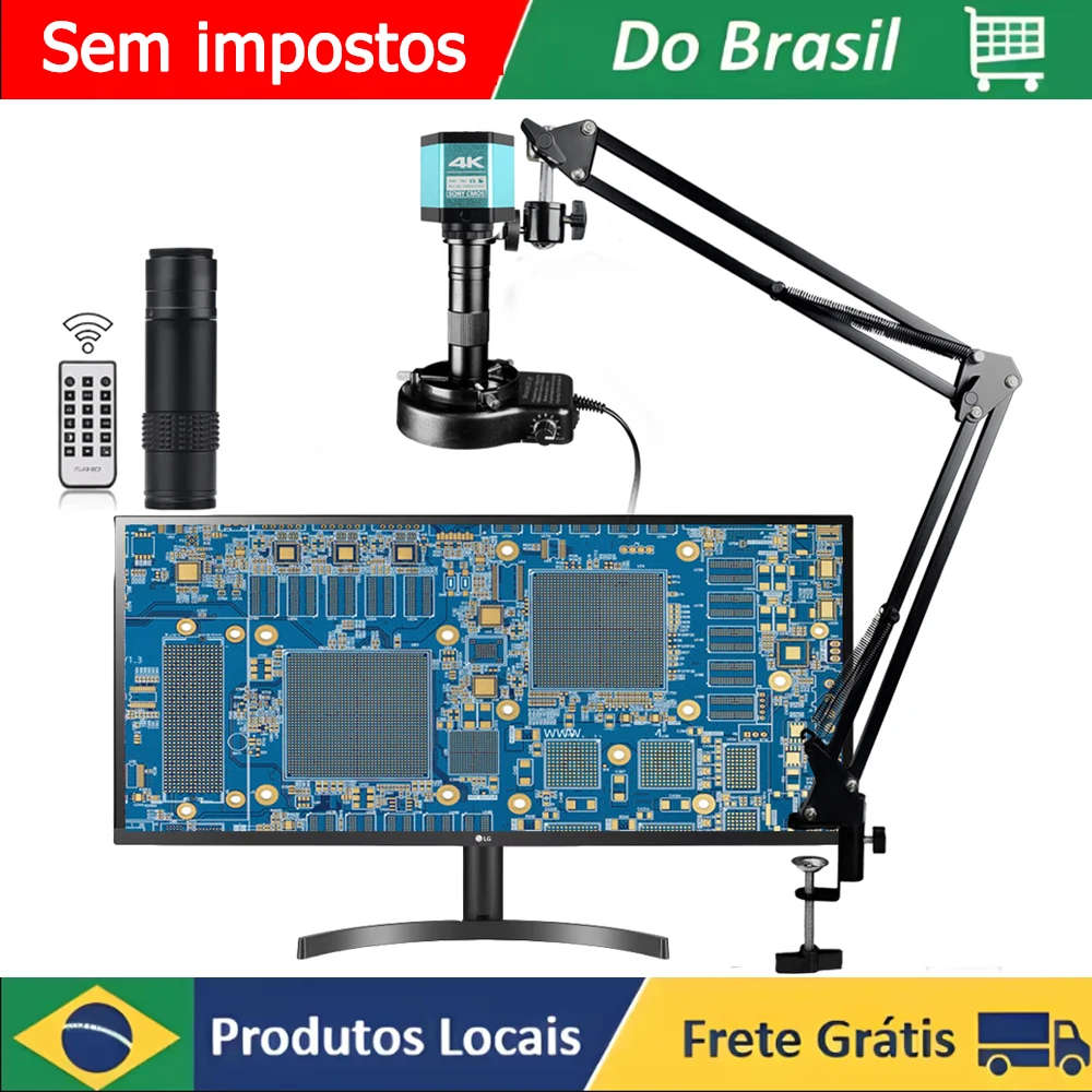 1080P 4K FULL HD Industrial Microscope C-Mount Digital Camera Via Type-C Measurement For PCB Soldering Phone Repair, Do Brasil