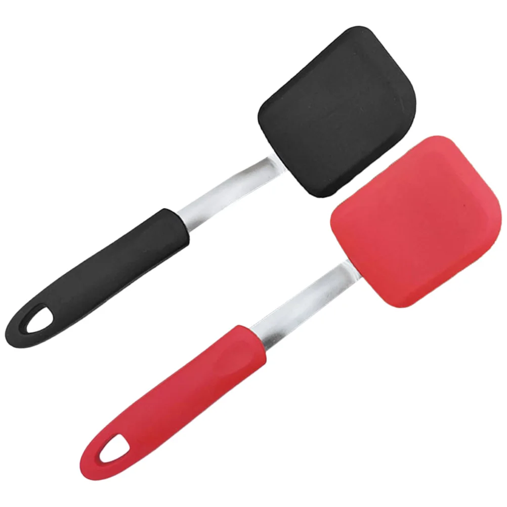 

2Pcs Silicone Mini Kitchen Cooking Small Fish Shovel Supplies Nonstick Safe Fry Pan Tool Kitchen Cooking Spatula Black