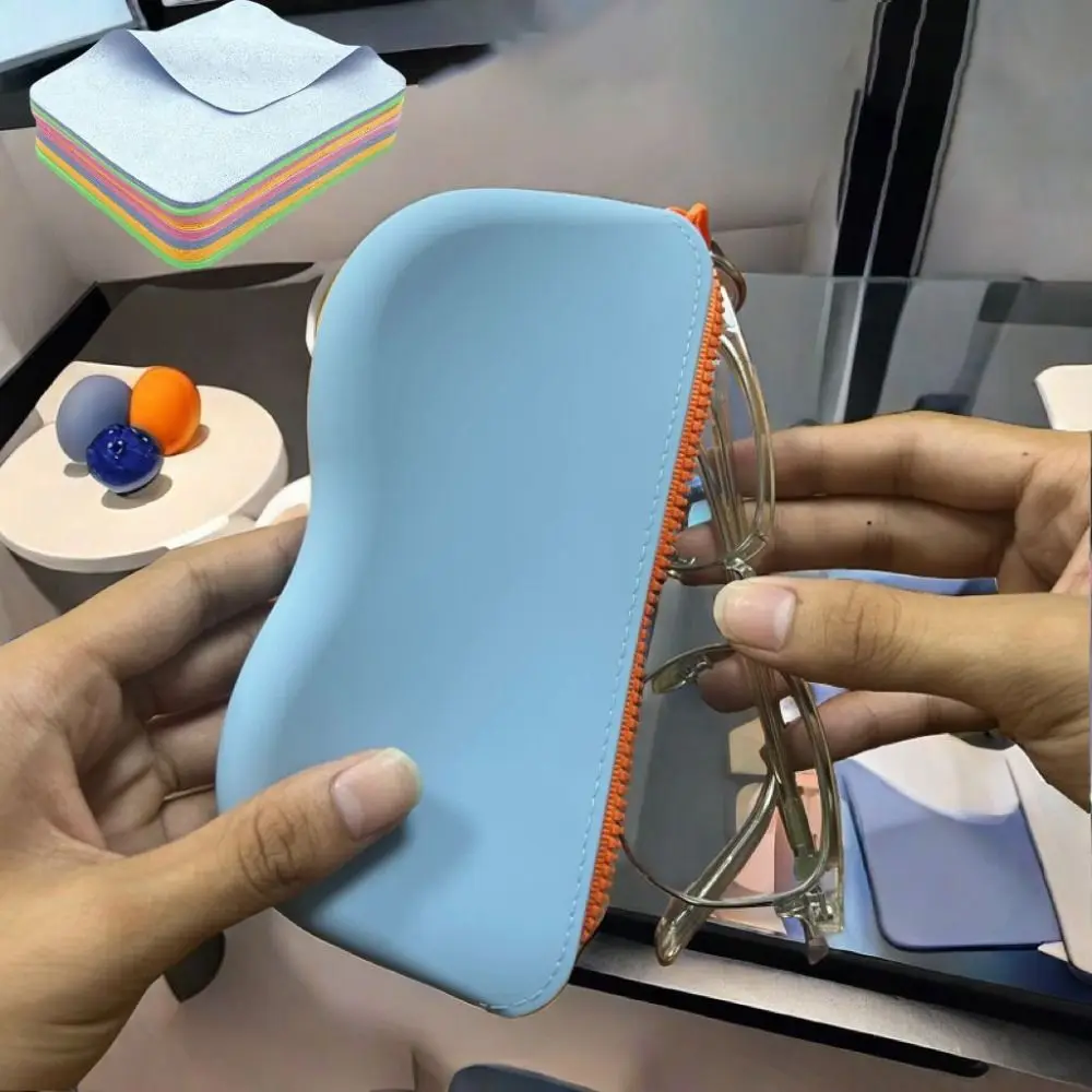 مقاوم للماء سيليكون نظارات حقيبة الغبار الكورية نمط نظارات حقيبة التخزين لون الحلوى مع الحبل حقيبة النظارات المحمولة الذكور