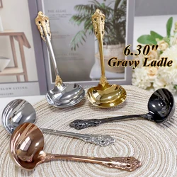 2/3/4/5/6 Pieces Gravy Ladle 6.3in Gorgeous 1 oz. Mirror Gold 18/10 Stainless Steel Gravy Sauce Soup Ladle Spoon for Stirring