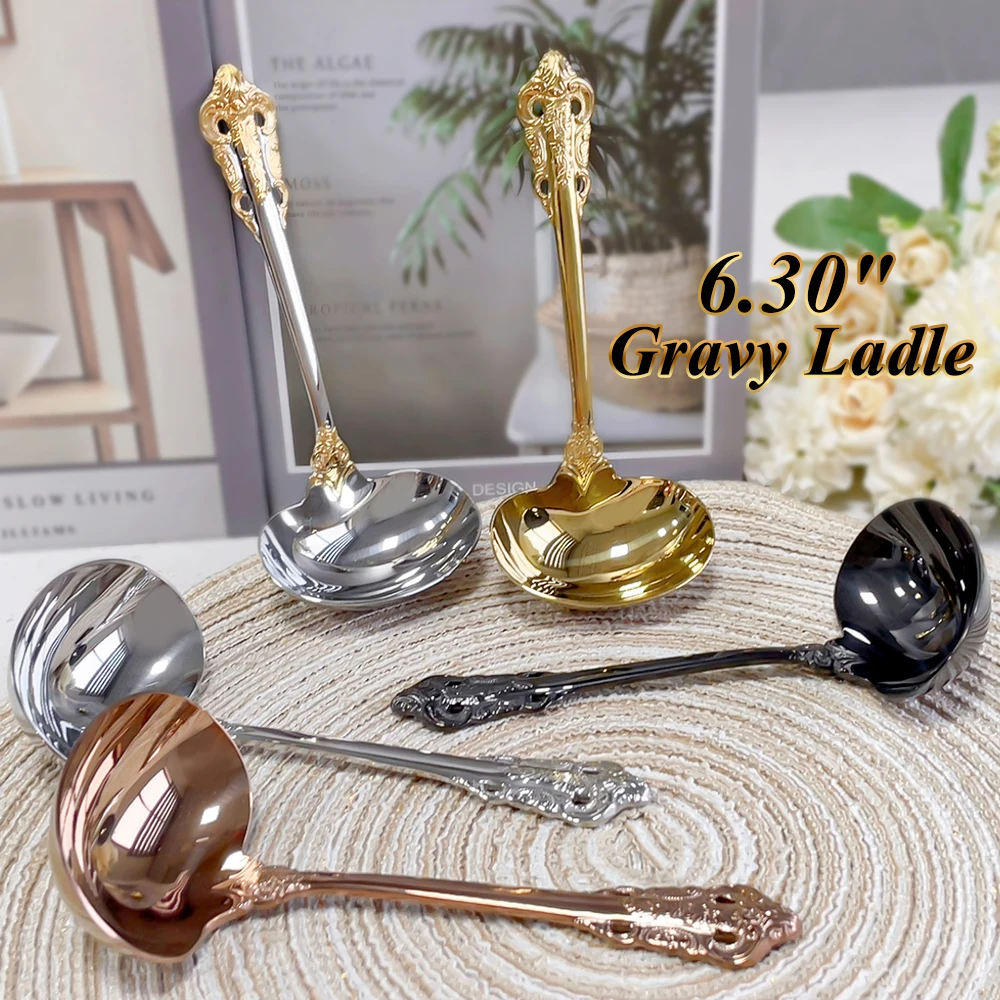 2/3/4/5/6 sztuk sos kadzi 6.3in Gorgeous 1 oz. Mirror Gold 18/10 sos sos ze stali nierdzewnej chochla łyżka do mieszania
