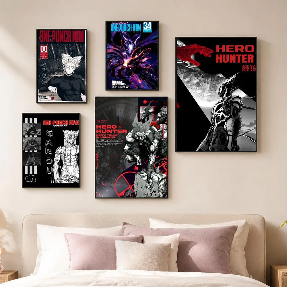 Anime O-One-Punch Man Garou Poster Vintage PP Paper Wall Art Home Decor Print for Bedroom Living Room Aesthetic Gift