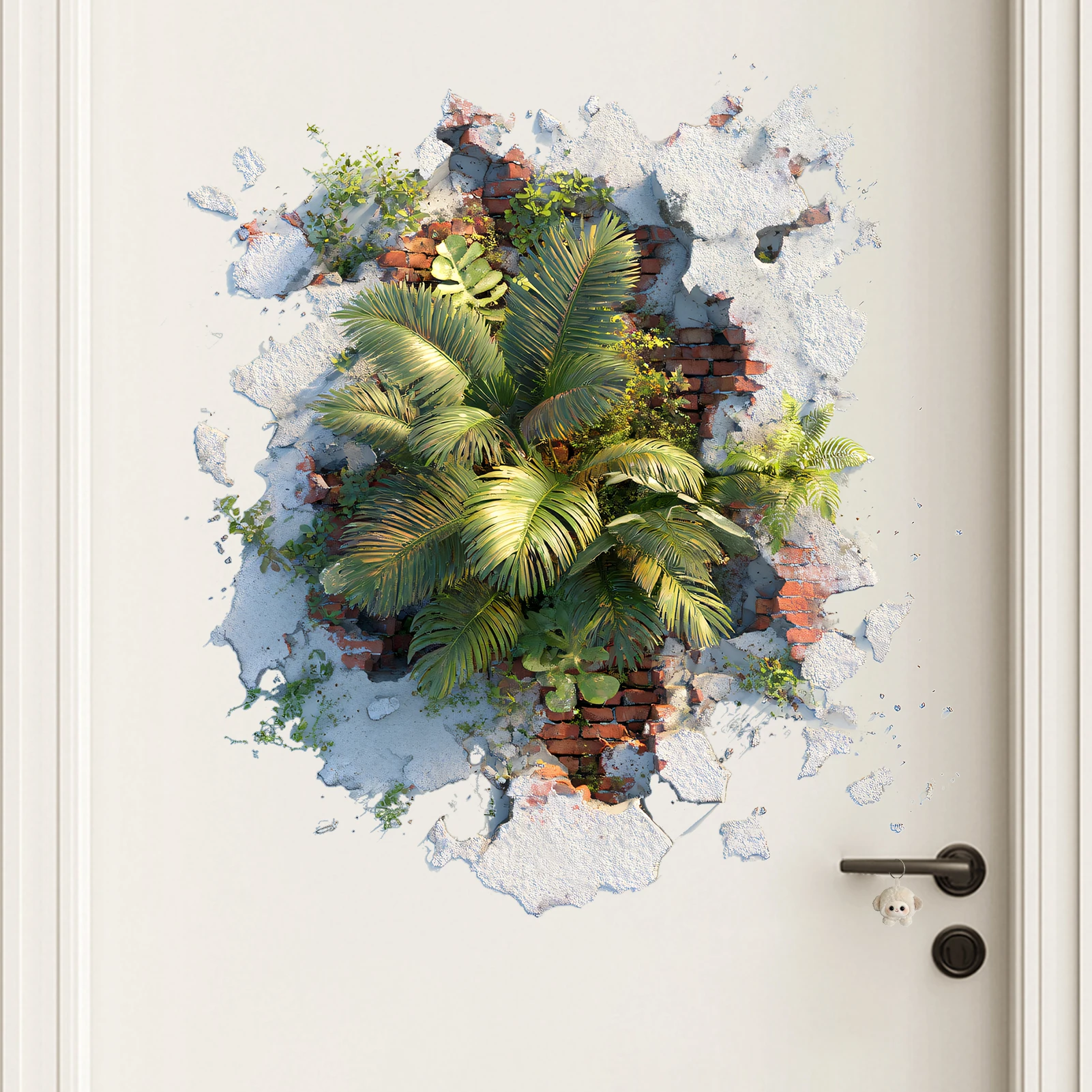 3D Visual Effect Decorative Stickers with Green Plants on the Wall, Home Decor Wall Stickers, Wallpaper Suitable for Decorating Living Room, Room, Study
