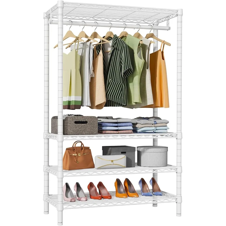 V1 سلك الملابس الرف 4 طبقات رف الملابس الثقيلة لتعليق الملابس خزانة قائمة بذاتها رف الملابس مع 4 Sh قابل للتعديل #1