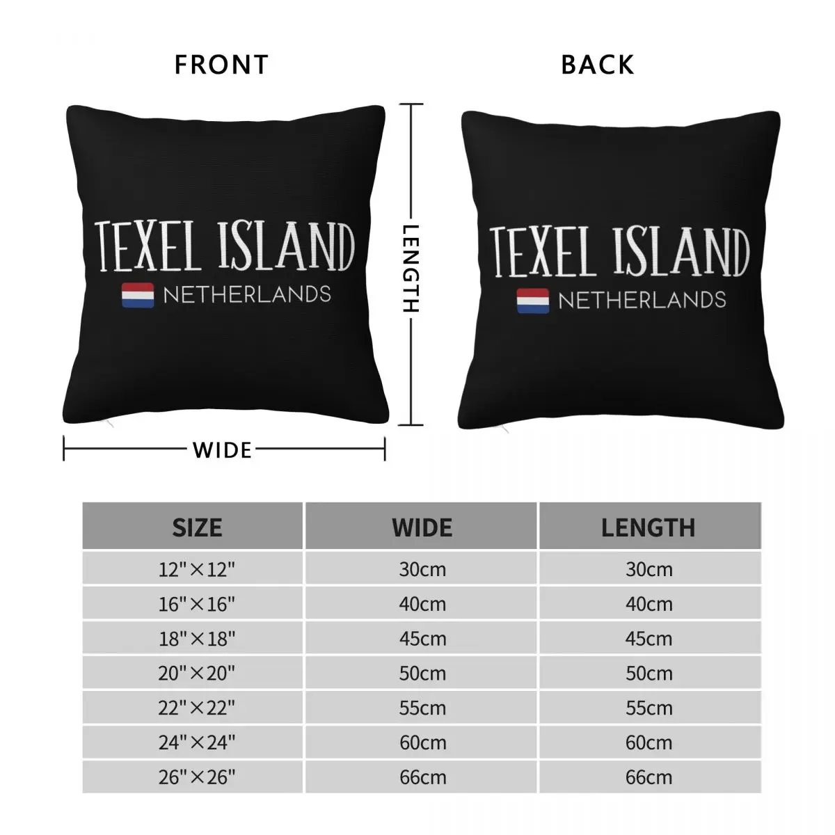 Texel Island Netherlands Square Pillowcase Polyester Linen Velvet Pattern Zip Decorative Car Cushion Cover