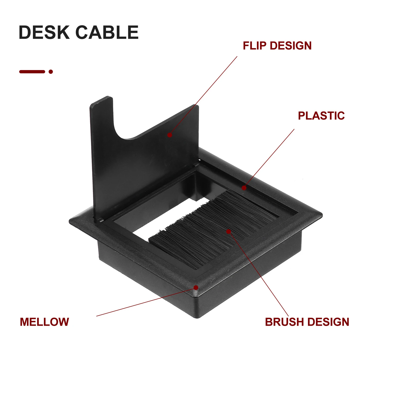 4개입 컴퓨터 책상 케이블 홀 커버 정리함 내구성 있는 와이어 보관함 매끄러운 가장자리 책상 코드 관리용 쉽게 열림