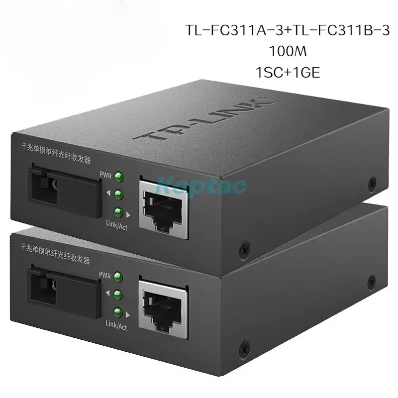 TP-LINK 1000M TL-FC311A-3 + TL-FC311B-3 Transceiver Single-Mode Single-Fiber SC Interface Fiber Optic Media Converter FTTH