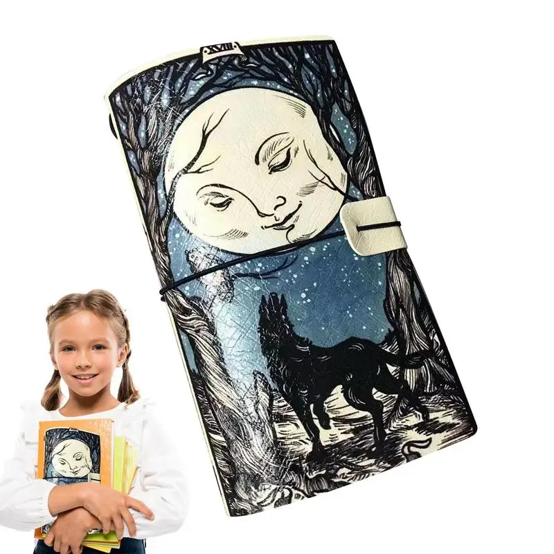 

Школьные принадлежности для путешественника, портативный журнал из искусственной кожи, альбом для зарисовок A5, портативный блокнот темного цвета с рисунком кошки