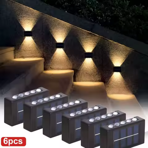 2-10PCS Outdoor Solar Step Lights Warm White LED Waterproof Stair Lamp for Fence Deck Railing Yard Garden Pathway Patio Lighting