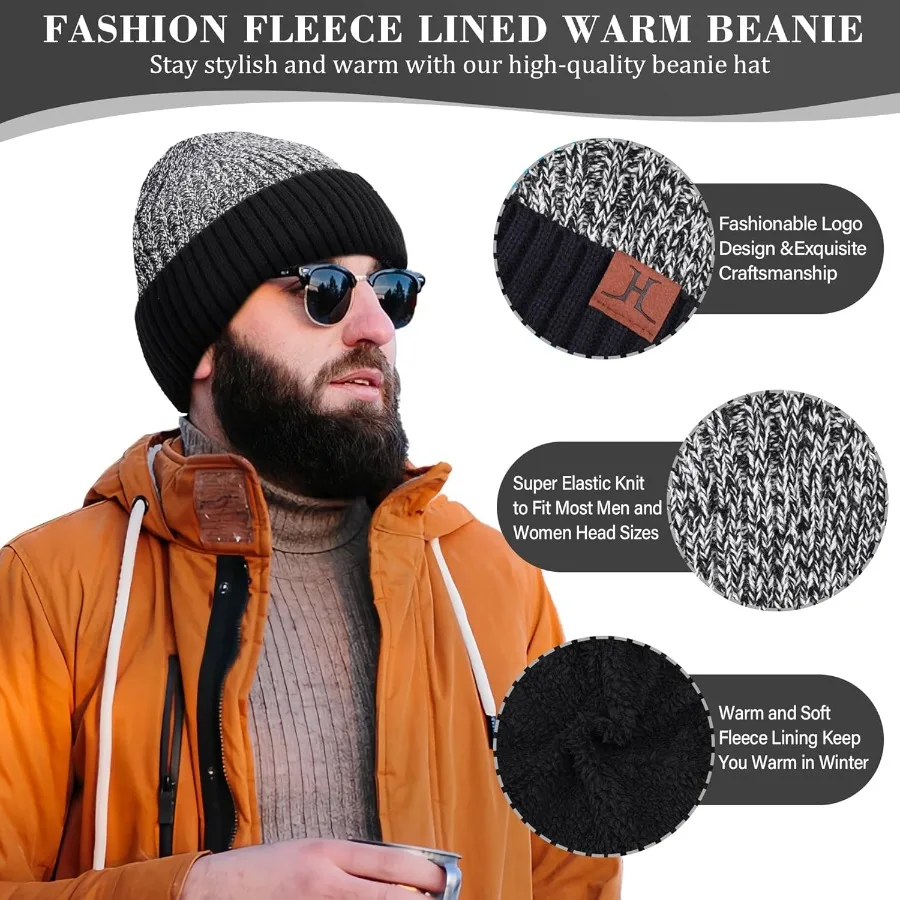 Winter Warmth Combo Set for Men and Women: Long Neck Knit Scarf Fleece Beanie Hat with TouchscreenCompatible Gloves Ideal for O