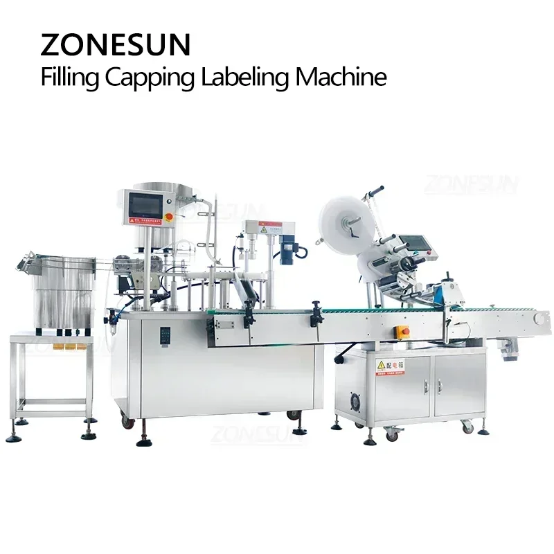 ZONESUN ZS-FAL180Z3 Linea di produzione di soluzioni per etichettatrice per tappatura di riempimento di liquidi per tubi per pompa peristaltica completamente automatica