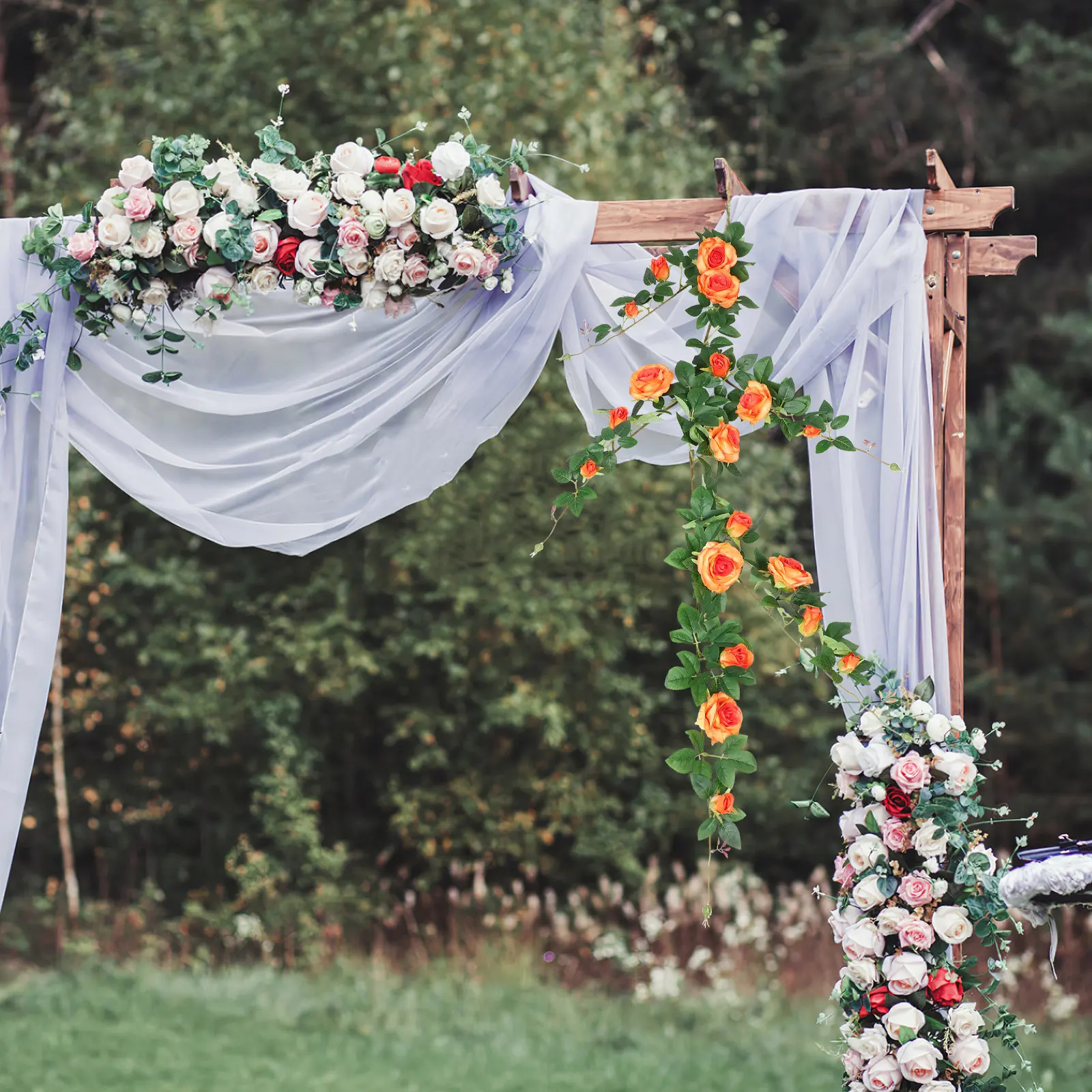 

Artificial Rose Vine Hanging Flower Garland Decorative Floral Vine Arch Backdrop Wedding Party Room Balcony Outdoor Fake Flowers