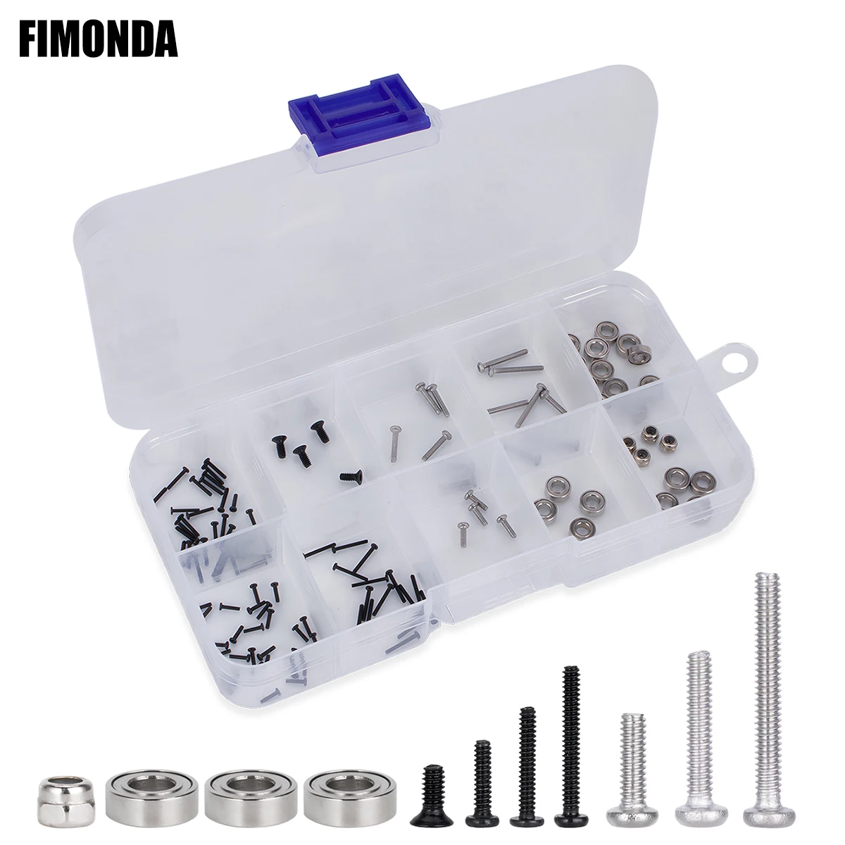 120Pcs Axial SCX30 1/30 4X4 Stainless Steel Screw Nut Washer & Bearing Set Black Oxided Hardware Kit for RC Car Crawler Parts