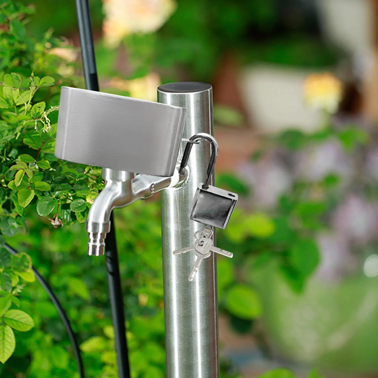 Faucet Locks Outdoor Rust-Proof Stainless Steel Garden Bib Lockout Device Hose Spigot Lock For Unauthorized Use Vandalism Theft
