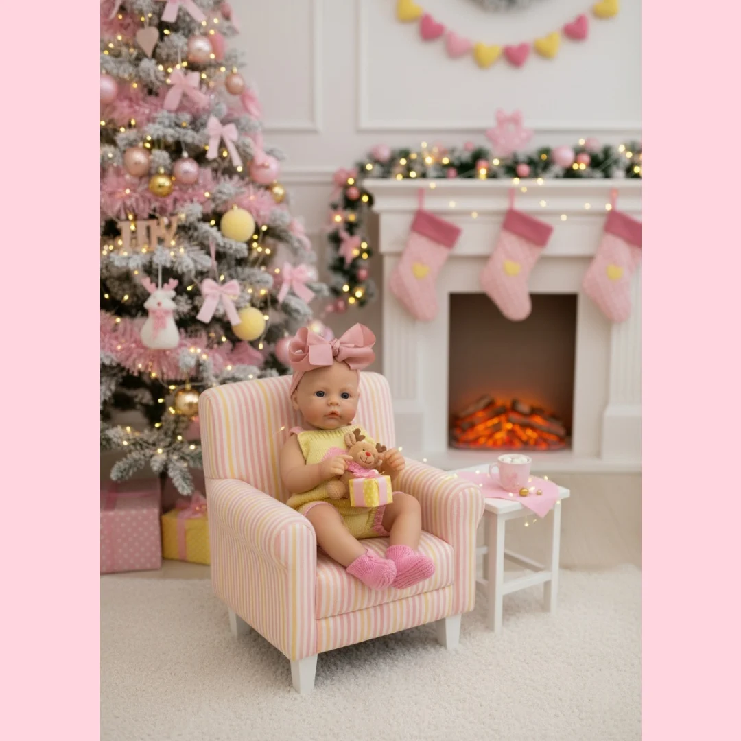 13Inch Can Open Mouth Meadow With 2 Clothes Solid Silicone Bebe Reborn Girl  Painted Skin Handmade Lifelike Newborn Baby Dolls