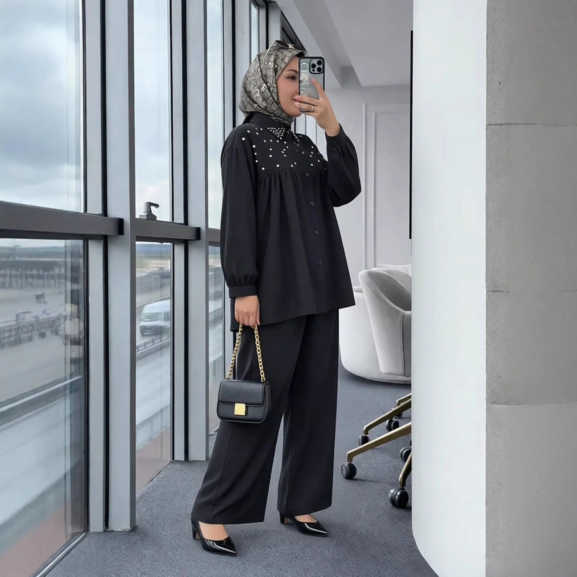 

Комплекты мусульманской одежды для женщин на Ид: топы с бисером, брюки, абайи для Рамадана, исламские костюмы, спортивные костюмы