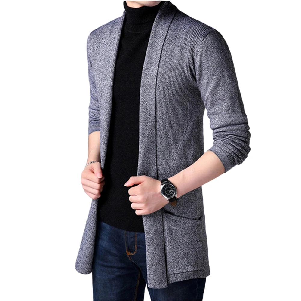 

Slim Fit Men's Knitted Sweater Coat Midlength Casual Cloak Jacket Cardigan for Comfortable Outdoor and Homewear