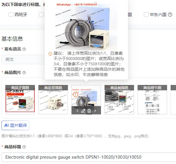 

Электронный цифровой манометр-выключатель DPSN1-10020/10030/10050