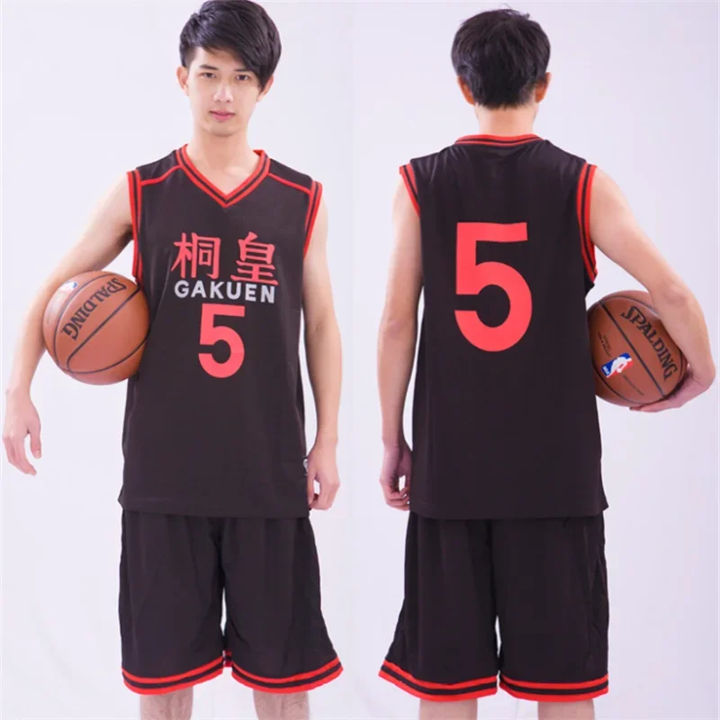 3D Anime Kuroko no Basket Basuke Cosplay GAKUEN School Uniform Aomine Daiki Basketball Jersey Sportswear T Shirt Shorts  Set