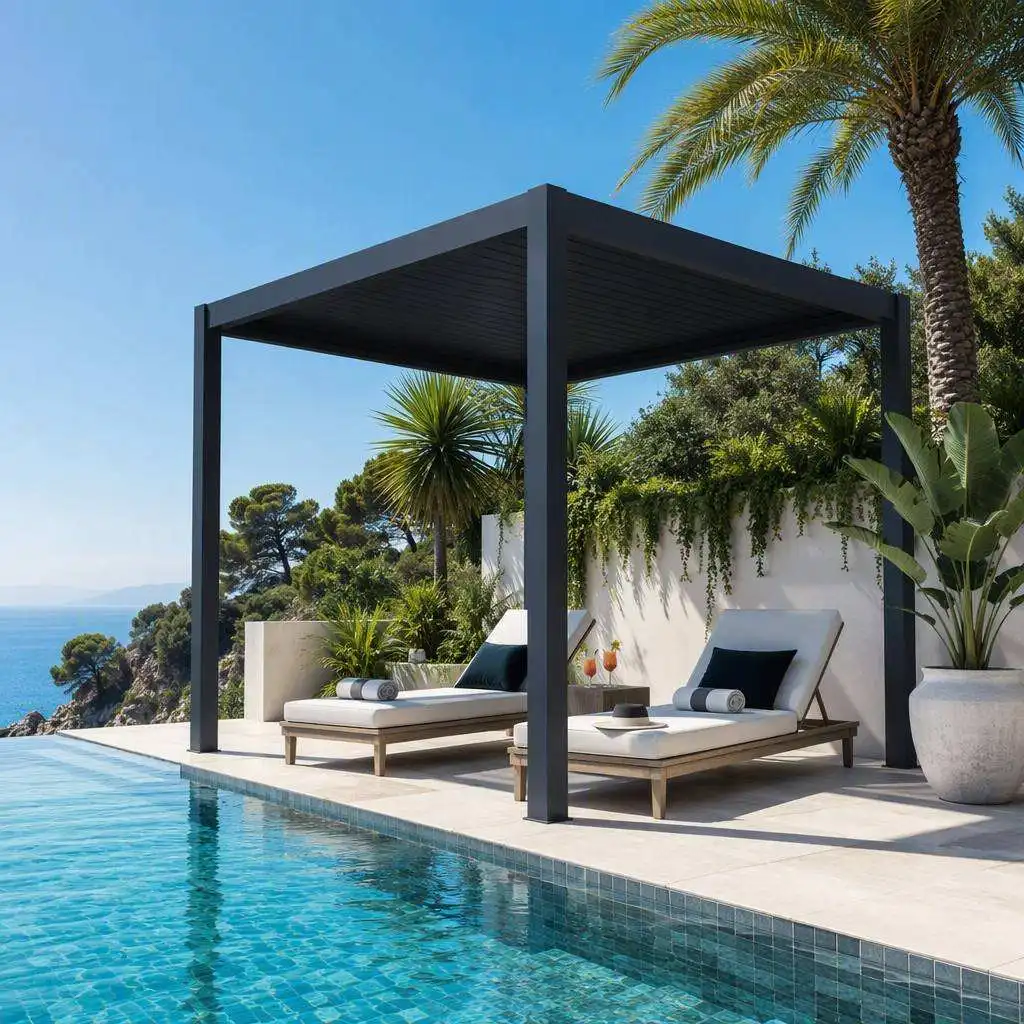 Villa Resort Outdoor Sunshade Aluminum Pavilion Powder Coating Corrosion Resistant Pergola Easy To Install High End Pergola