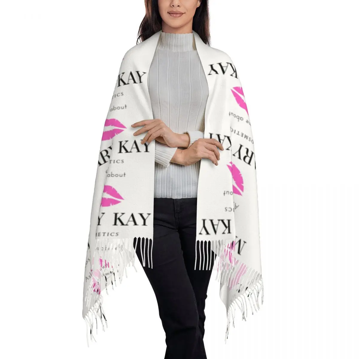 Ask Me About Mary Kay Scarf Tassel Scarves Women Soft Warm Shawls and Wraps Large Fall Winter Shawl Wrap