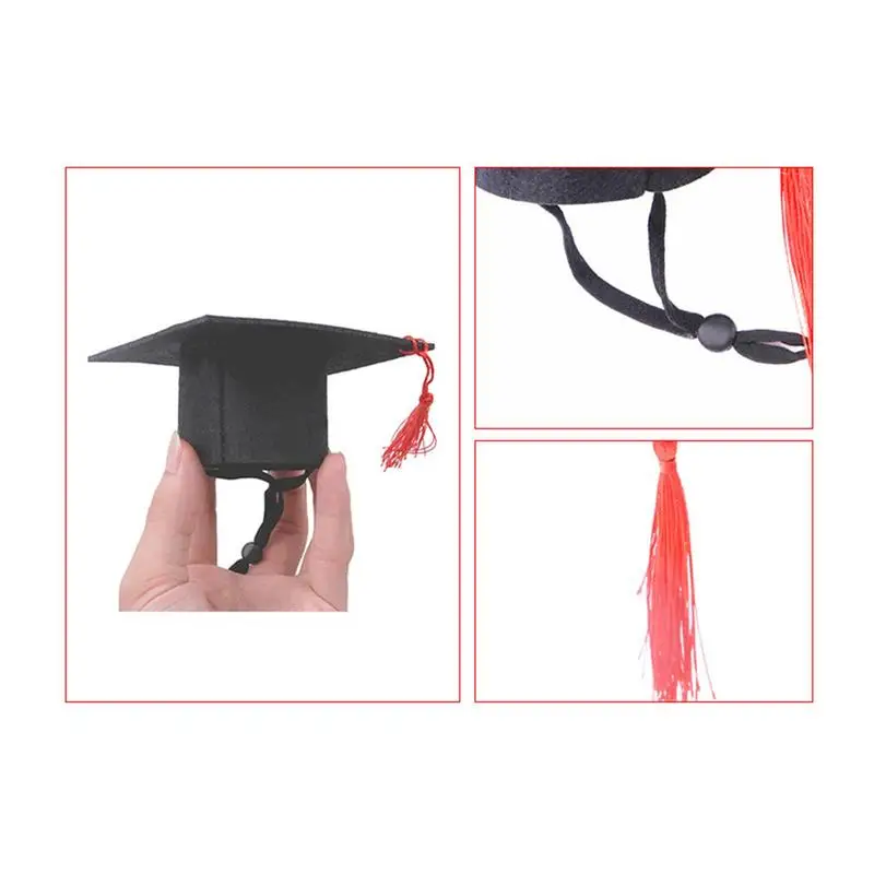 Mini Bachelor Hat Pet S Graduation Hat For Dogs Hamster Graduation Costume With Red Tassel Pet Bachelor For Dogs Cats Hamster