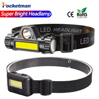 Most Powerful COB LED Headlamp Camping Headlight Waterproof Head Lamp for Outdoor Lighting Night Running Adventure Emergency