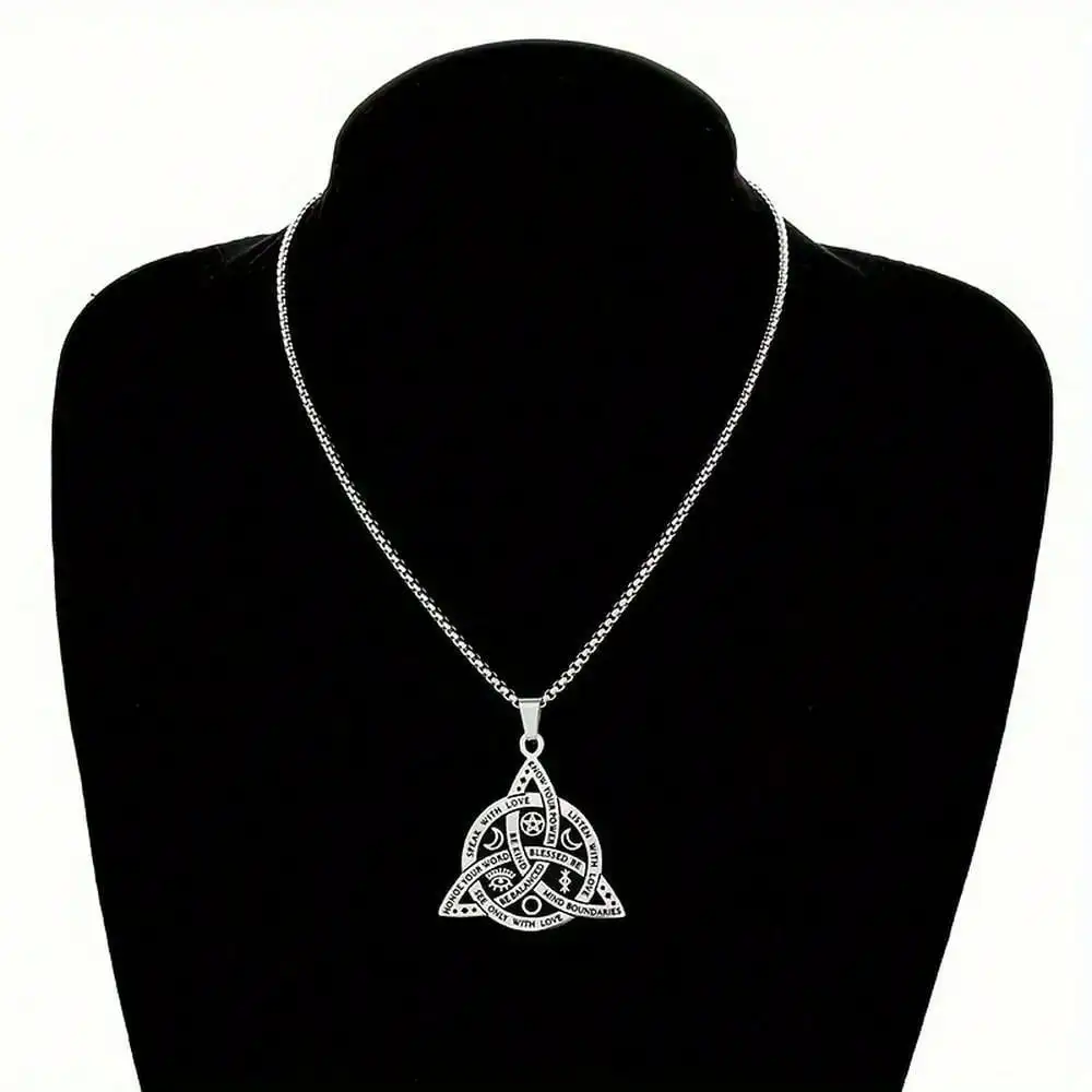 2pcs/Set Stainless Steel Irish Star And Moon Celtic Knot Trinity Pendant Necklace Men Women Fashion Nordic Lucky Amulet Jewelry Gift - view 6