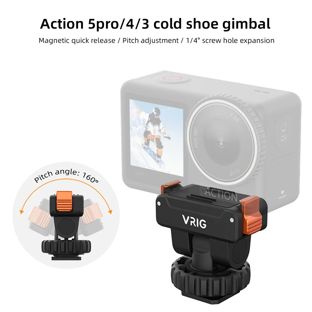 

VRIG Magnetic Cold Shoe Mount for DJI OSMO Action 5 Pro/4 /3 Quick Release Adapter Base for Camera Magic Arm Tripod Accessories