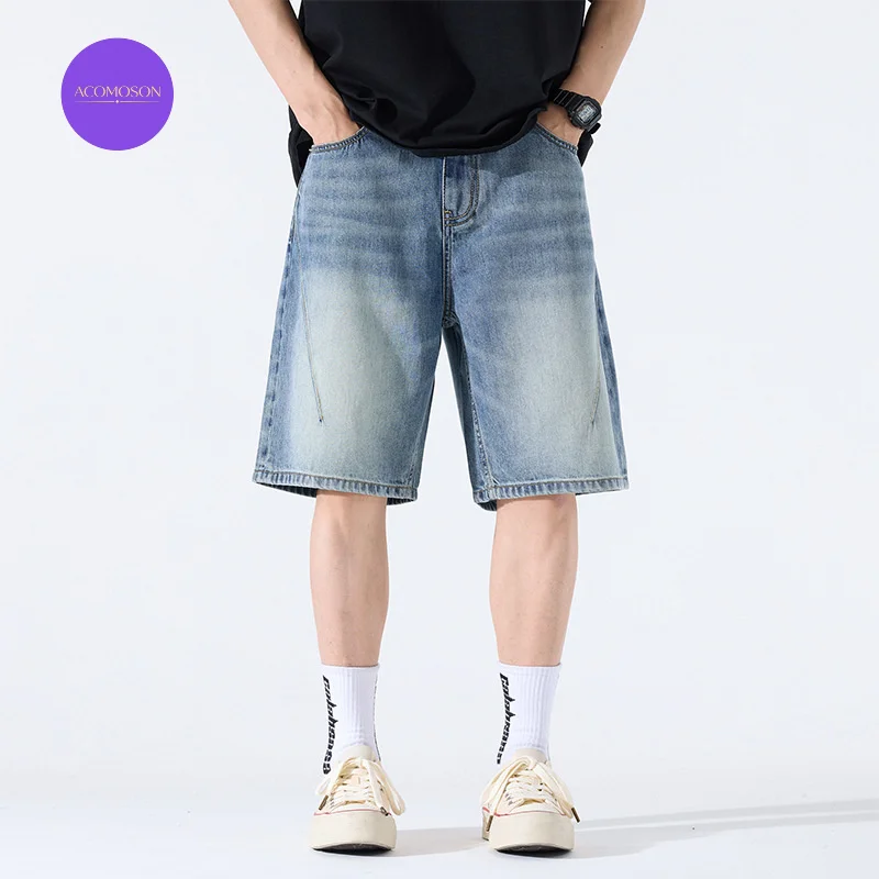 ACOMOSON XXS To 8XL Size Luxury Quality Denim Shorts For Men Summer Casual Travel Workout Street Straight Oversize Jean Shorts