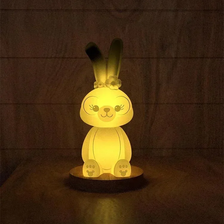 ไฟ LED สัตว์กระต่ายน้อยสามารถแกะสลักโคมไฟตั้งโต๊ะ Action Figure เครื่องประดับตกแต่งบ้านของเล่นการ์ตูนของขวัญ