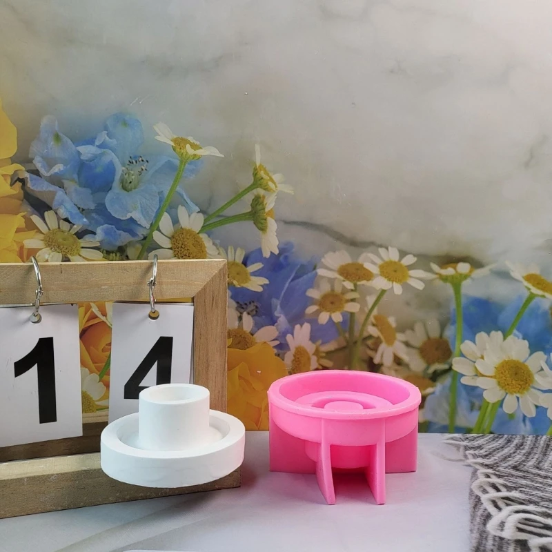 Flexible Round Base Holder Silicone Mold with Tray for Candle Collection