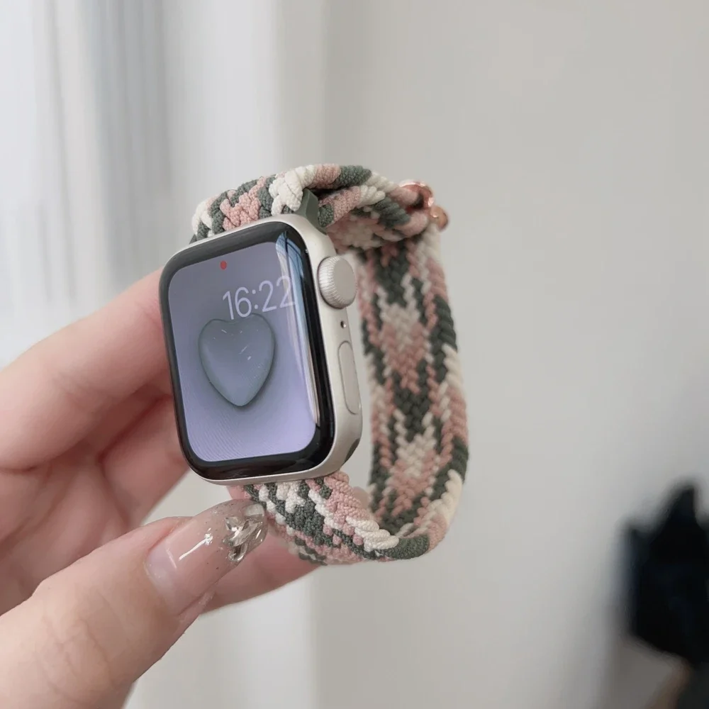 

Nice elastic nylon For Apple Watch band women Series 10./9/8/7/6/5/4/3 38mm 40mm 41mm 42mm 44mm 45mm 46mm 49mm for iwatch Strap