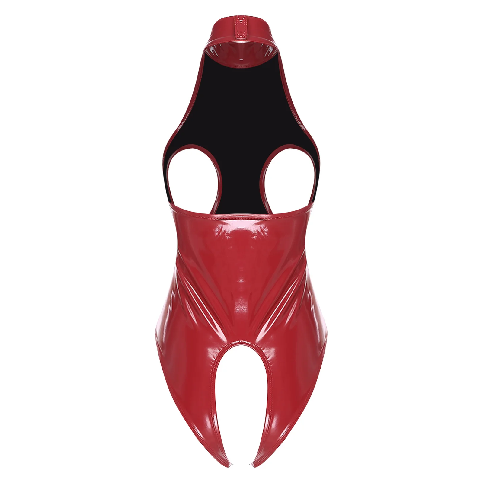 

Женский глянцевый комбинезон из ПУ с вырезами, открытой спиной и открытой промежностью, для ночного белья, танцев на пилоне, клубной одежды