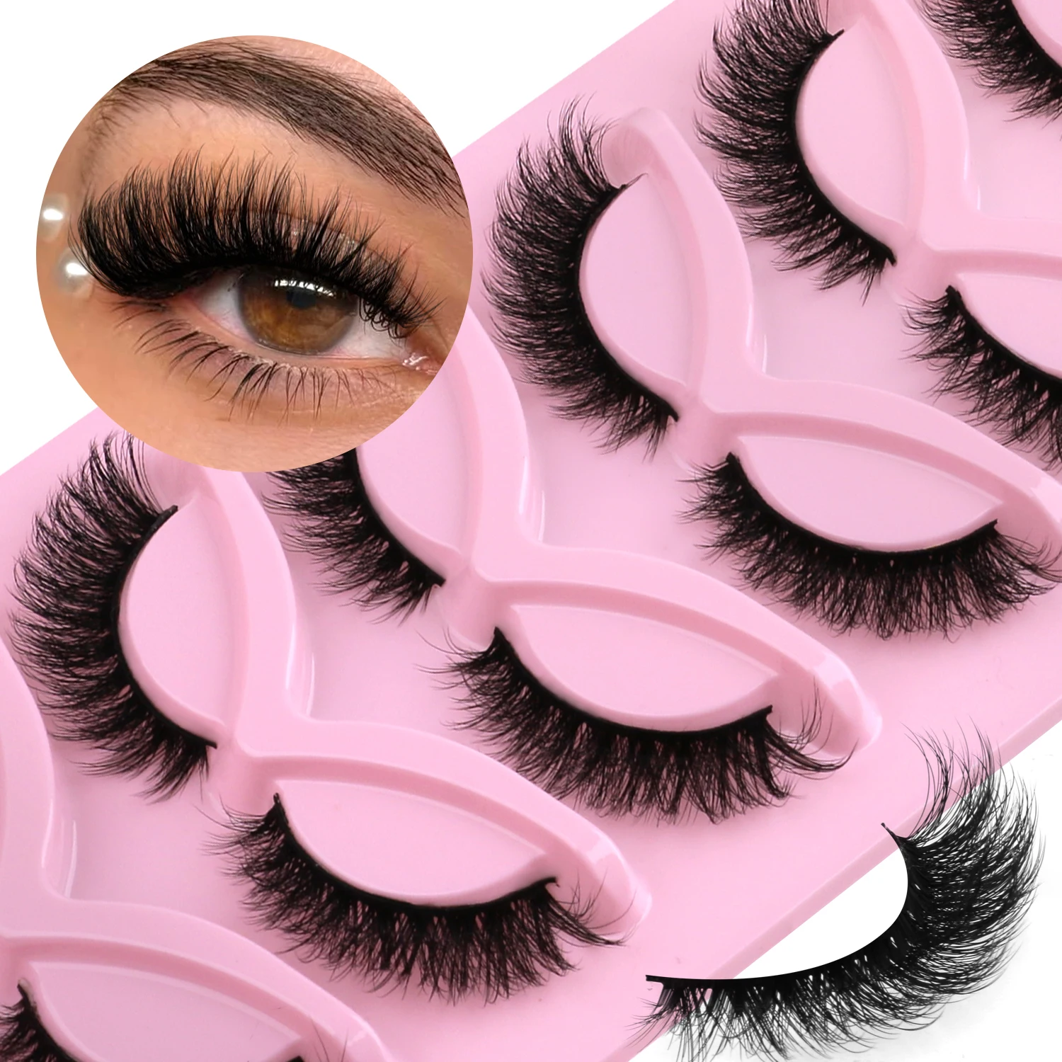 GROINNEYA رموش عين القط الطبيعية رموش اصطناعية مجنح نهاية العين ممدود الرموش فو رموش بالمنك الرموش الصناعية ماكياج