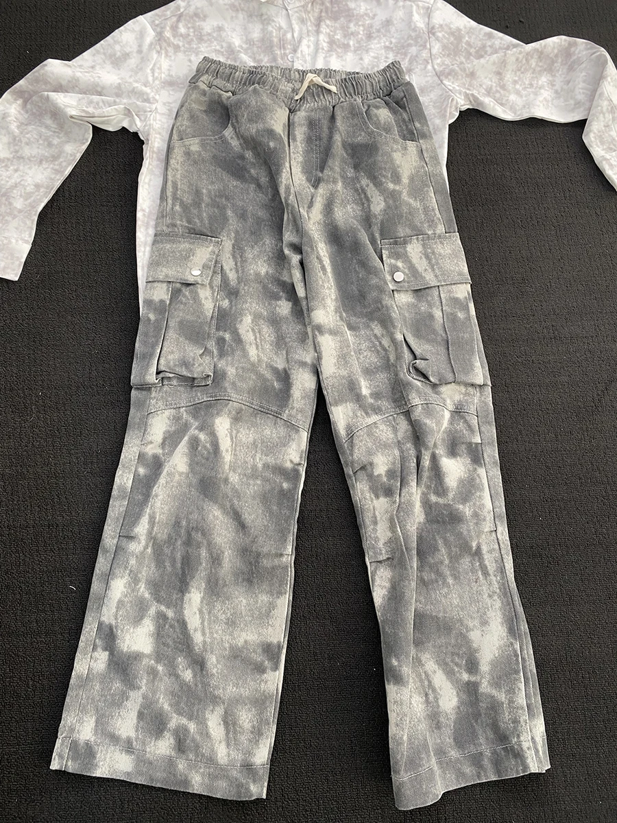 

American Camouflage Workwear Jeans Men's Multiple kets Straight Leg Logging Pants Cleanfit Casual Flared Long Trousers