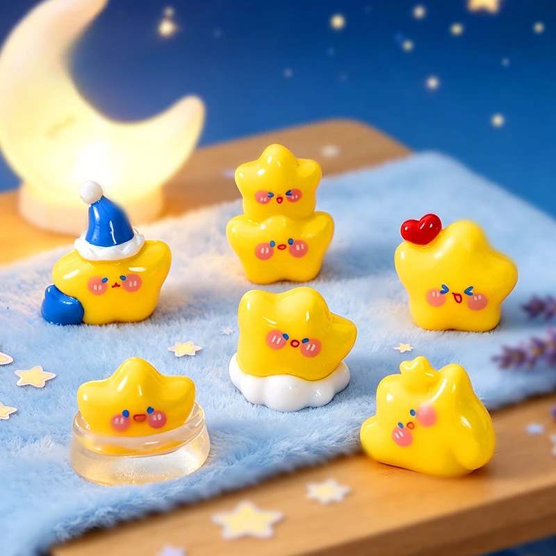 100pcs Kawaii Star Doll 3D Mini Resin Cabochon DIY for Pendants Keychain Jewelry Desktop Oranment Dollhouse Accessories