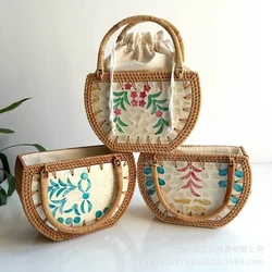 Ahunderjiaz-Vintage Hand-Woven Storage Basket, Kitchen Storage Basket, Shell Bag Set, Home Decoration