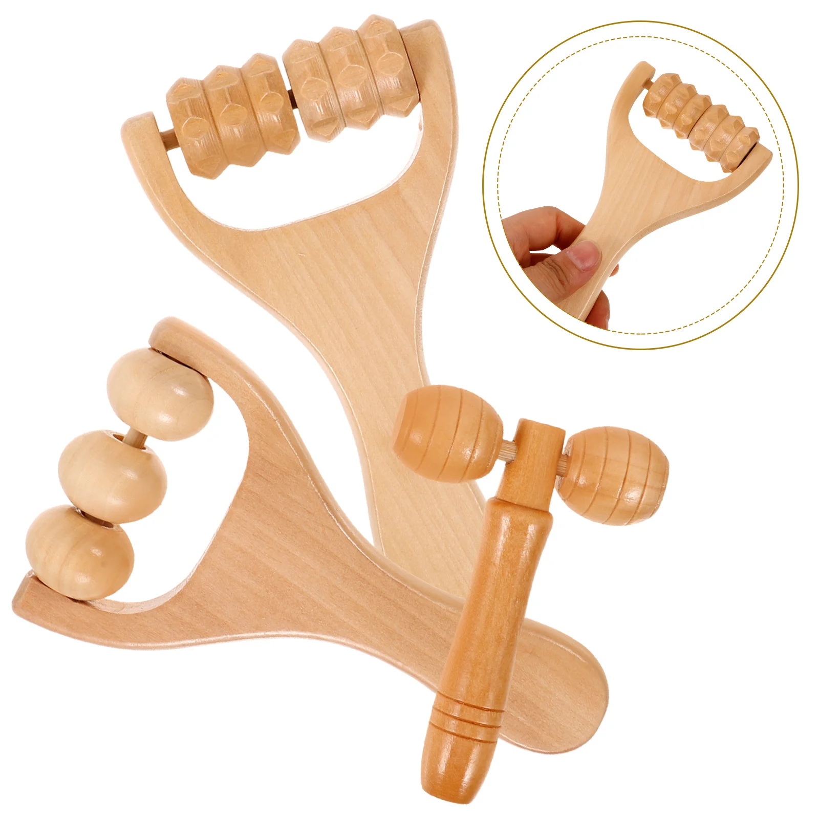 Massage Hand Roller Lightweight Tool Shin Handheld Acupoint Massager Back Leg Recovery Wooden Deep Tissue Foot Practical