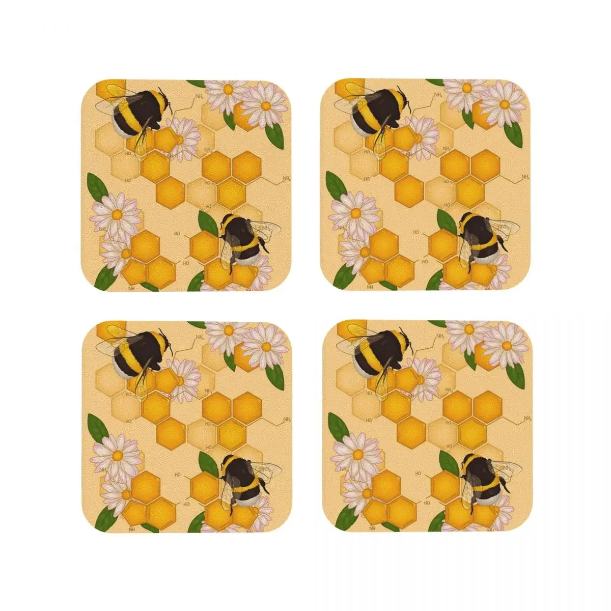 Hapbee Workers Coasters Coffee Mats Leather Placemats Mug Tableware Decoration & Accessories Pads for Home Kitchen Dining Bar