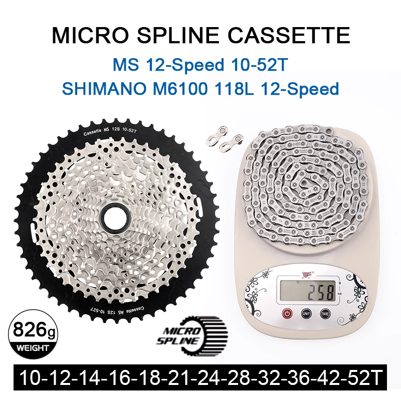 サンシャイン 12 スピード MS カセット 10-50T/52T MTB マイクロ