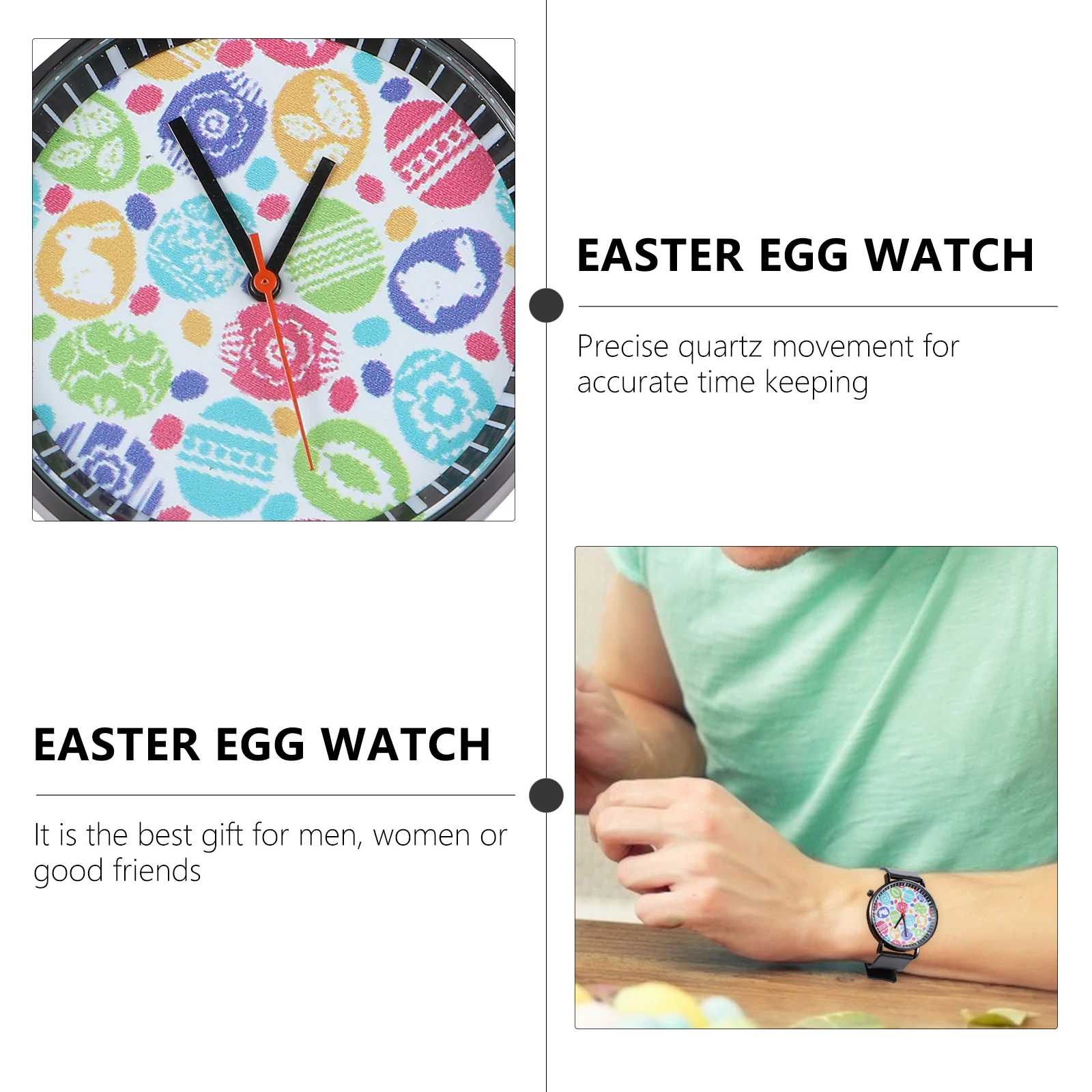 

Easter Egg Pattern Quartz Wrist Watch Casual Sport Watch For Men Women Lightweight Durable Comfortable Fashion Classic Design