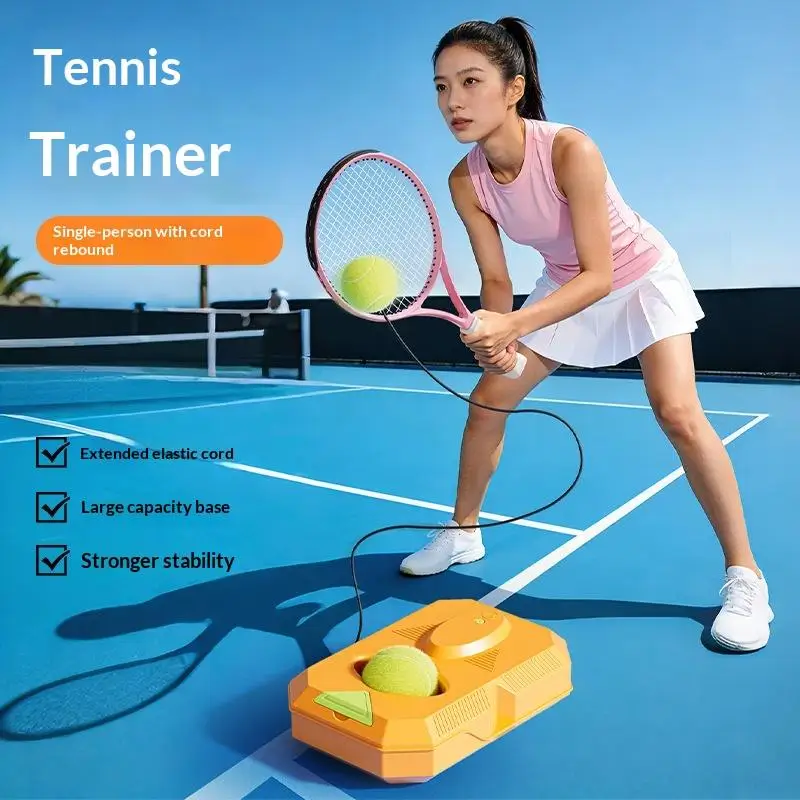 

Тренажер для тенниса с защитой от скольжения, эластичным шнуром для отскока мяча и утяжеленной прочной базой для индивидуальных тренировок дома и в спортзале